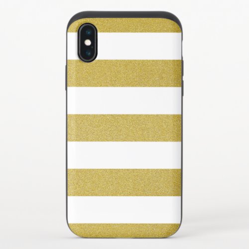 Gold Stripes White Stripes Striped Pattern iPhone X Slider Case