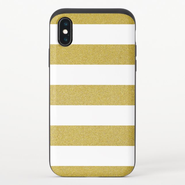 Gold Stripes, White Stripes, Striped Pattern Uncommon iPhone Case (Back)