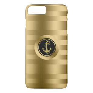 Gold Stripes With Nautical Anchor iPhone 8 Plus/7 Plus Case