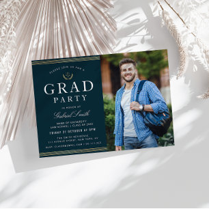 gold strips law school photo grad party invitation