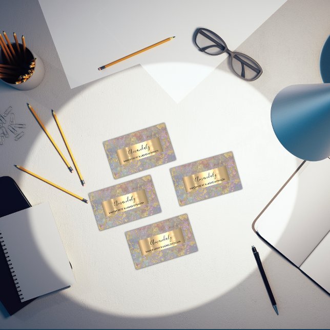 Gold Strokes Beauty Shop Pastel Smoky Marble Business Card (Gold Strokes Beauty Shop Pastel Smoky Marble Business Card)