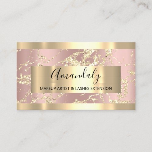 Gold Strokes Marble Beauty Shop Rose Spa Business Card