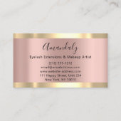 Gold Strokes Marble Beauty Shop Rose Spa Makeup Business Card (Back)