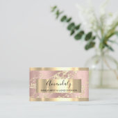 Gold Strokes Marble Beauty Shop Rose Spa Makeup Business Card (Standing Front)