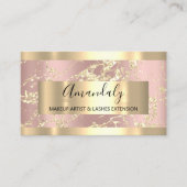 Gold Strokes Marble Beauty Shop Rose Spa Makeup Business Card (Front)