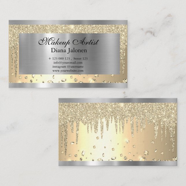 Gold Strokes Marble Beauty Shop Rose Spa Makeup  Business Card (Front/Back)