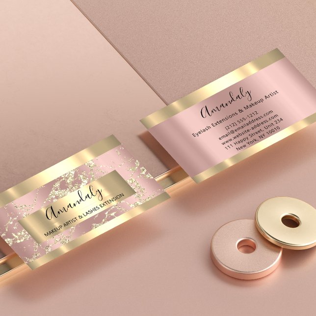 Gold Strokes Marble Beauty Shop Rose Spa Makeup Business Card (Gold Strokes Marble Beauty Shop Rose Spa Makeup Business Card)