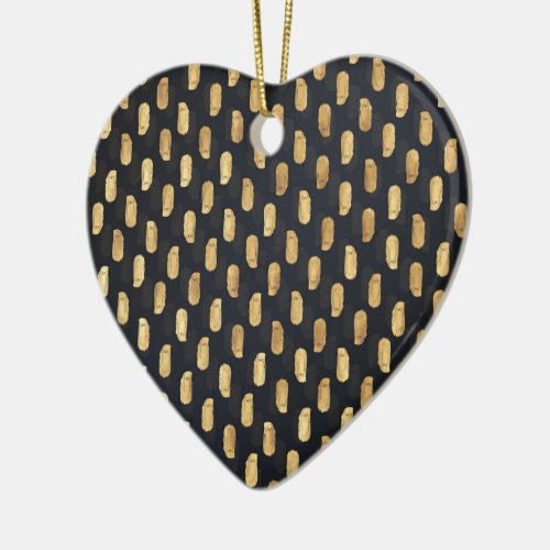 Gold Strokes Painting Gray Gradient Design Ceramic Ornament