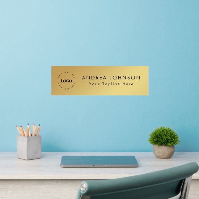 Gold Style Custom Text Business Company Employee Wall Decal (Home Office 2)
