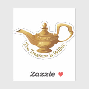 Gold Stylized Arabian Oil Lamp Treasure Quote Sticker