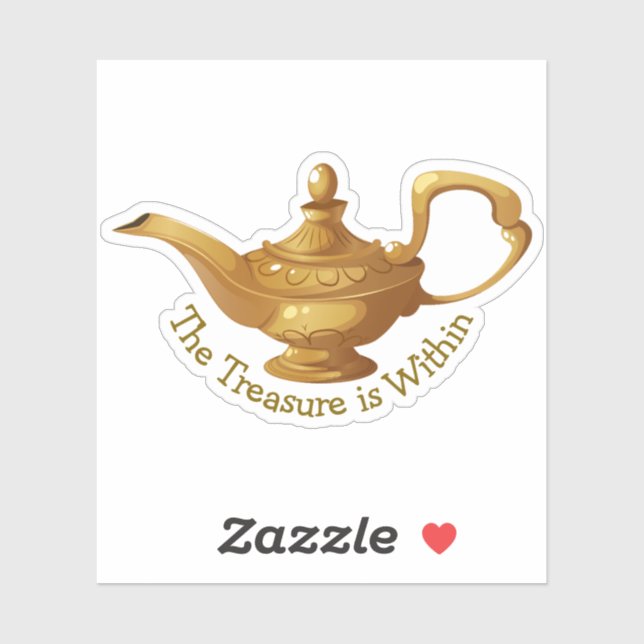 Gold Stylized Arabian Oil Lamp Treasure Quote Sticker (Sheet)