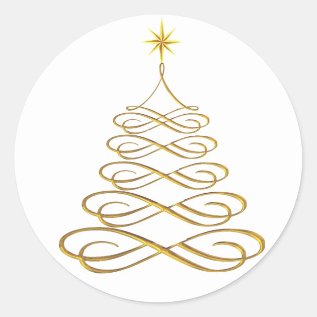 Gold Stylized Christmas Tree Stickers