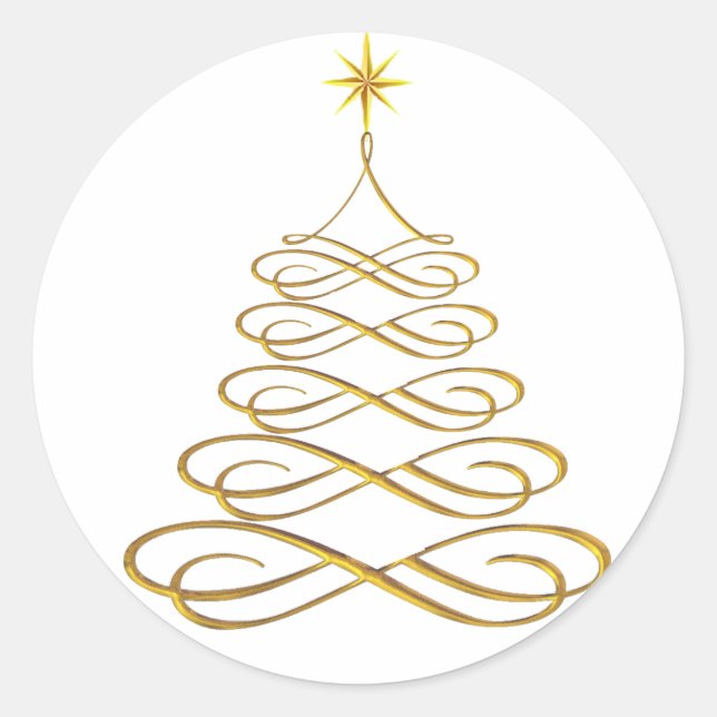 Gold Stylized Christmas Tree Stickers (Front)