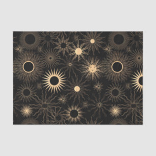 Gold stylized sun sunburst black textured tissue paper