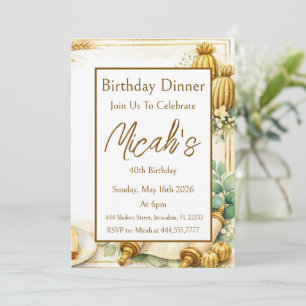 Gold Succulents Eucalyptus Scroll Luxury Modern  Invitation