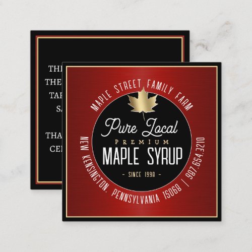 Gold Sugar Maple Business Card Red and Black