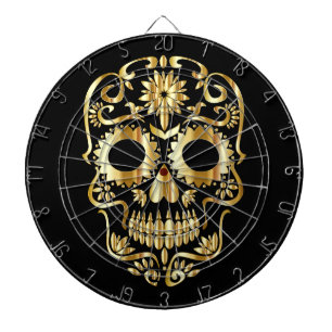 Gold Sugar Skull Dartboard