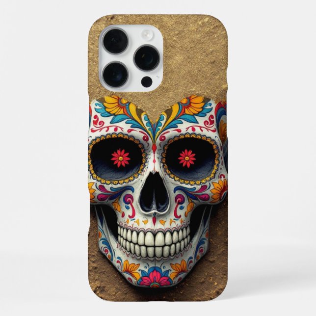 gold Sugar Skull Iphone Case (Back)