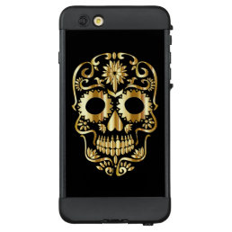 Gold Sugar Skull on Black LifeProof N&#220;&#220;D iPhone 6 Plus Case