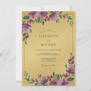 Gold Sumptuous Floral Wedding Invitation