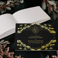 Gold Sun and Moon Tarot Card Wedding Guest Book