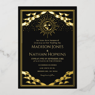 Gold Sun and Moon Tarot Card Wedding Invitation