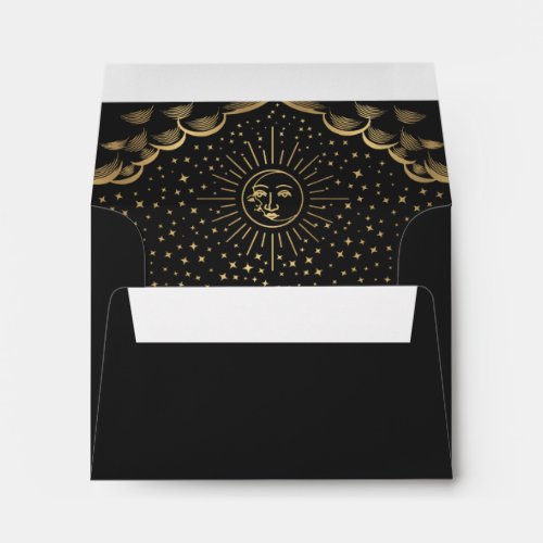 Gold Sun and Moon Tarot Card Wedding RSVP Envelope
