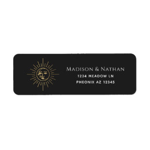 Gold Sun and Moon Tarot Wedding Label
