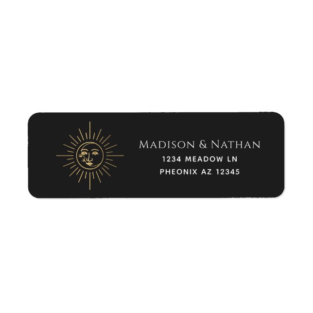 Gold Sun and Moon Tarot Wedding Label (Front)