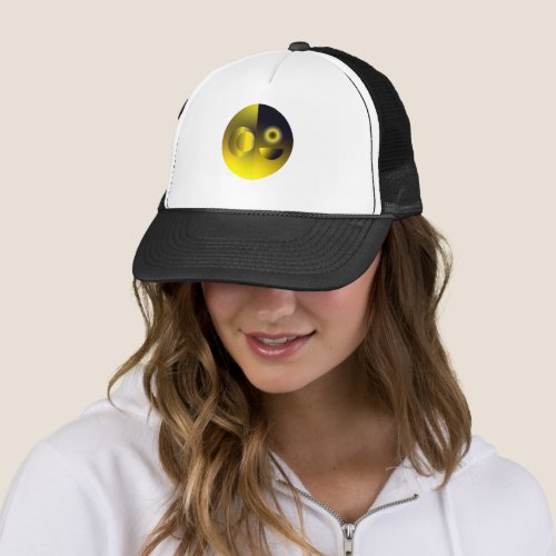 Gold sun and moon without glow abstract geometric trucker hat