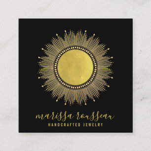 Gold Sun Faux Foil Mandala Black Jewelry Designer Square Business Card
