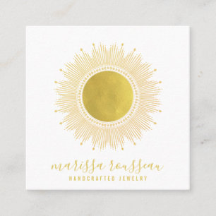 Gold Sun Faux Foil Mandala Black Jewelry Designer Square Business Card