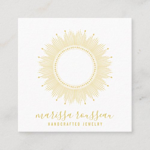 Gold Sun Faux Foil Mandala Jewelry Designer  Square Business Card