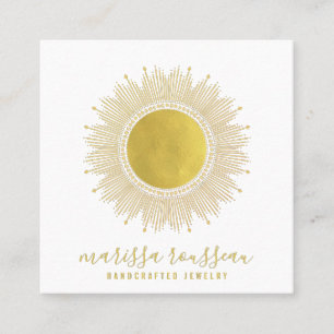Gold Sun Faux Foil Mandala Jewelry Designer  Square Business Card