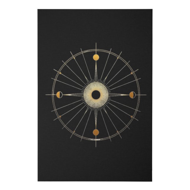 Gold Sun Moon Phases Boho Wall Art (Front)