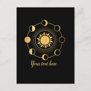 Gold Sun & Moon Phases Customizable Postcard