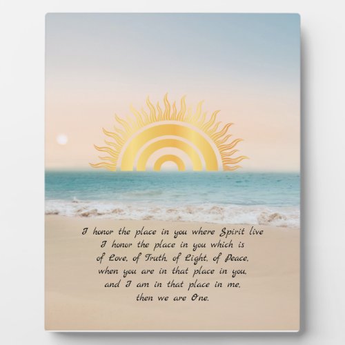 Gold Sun Namaste Definition Plaque