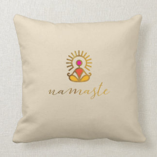 Gold sun pose namaste pillow