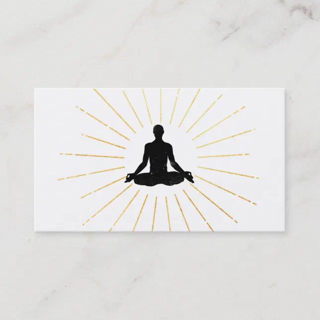 Gold Sun Rays Meditation Lotus Pose Man Business Card | Zazzle