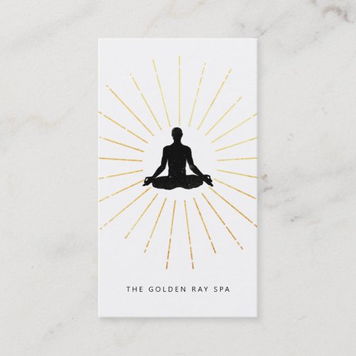  Gold Sun Rays Meditation Man Yoga Pose Business Card
