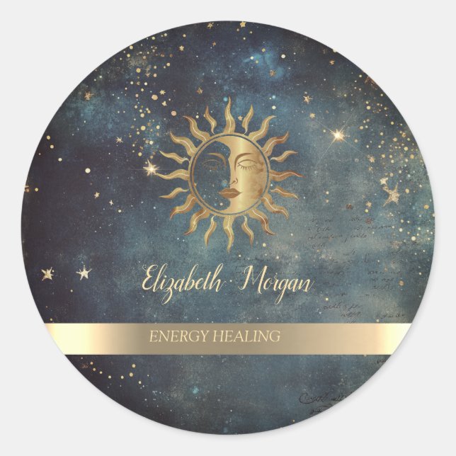 Gold Sun Watercolor Classic Round Sticker (Front)