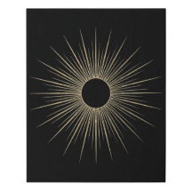 Gold Sunburst Black Minimal Faux Canvas Art