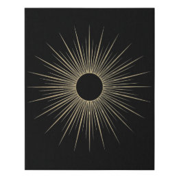 Gold Sunburst Black Minimal Faux Canvas Art