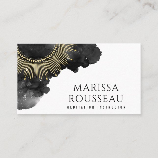Gold Sunburst Celestial Jewelry Designer Business  Business Card (Front)