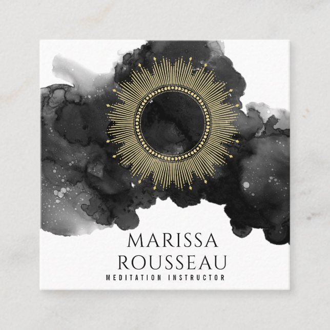 Gold Sunburst Celestial Jewelry Designer Business  Square Business Card (Front)
