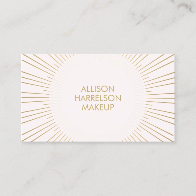 Gold Sunburst on Pink Makeup Artist Business Card (Front)