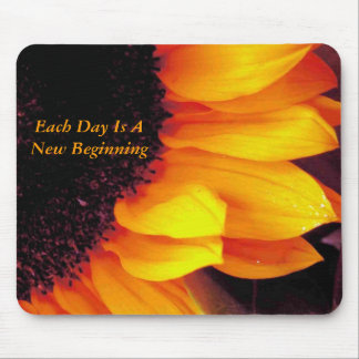Gold Sunflower Floral, Each Day Is A New Beginning Mouse Pad