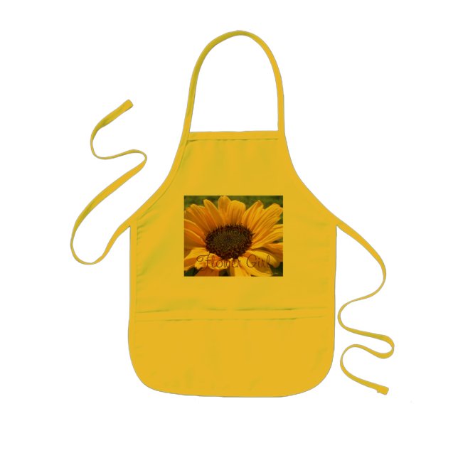 Gold Sunflower "Flower Girl" Kids' Apron (Front)