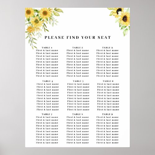 Gold Sunflower Geometric Rustic Elegant Wedding Poster