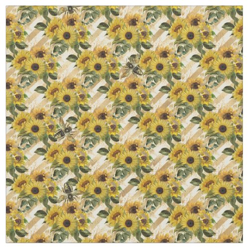 Gold Sunflower Honeycomb bee Pattern Monogram Fabric